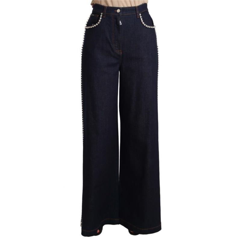 Dolce & Gabbana Dark Blue Crystal Embellished Flare Jeans PAN72287 - 46 8054802568710 IT46