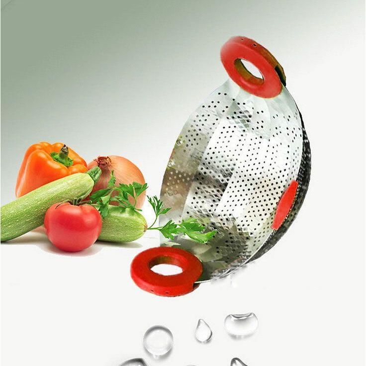 Αναδιπλούμενο σουρωτήρι - σκεύος για μαγείρεμα στον ατμό - Πράσινο 53038