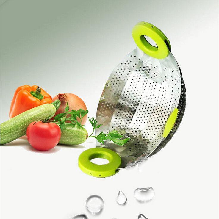 Αναδιπλούμενο σουρωτήρι - σκεύος για μαγείρεμα στον ατμό - Πράσινο 53038