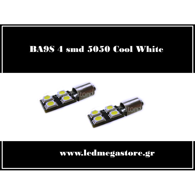 BA9S με 4 SMD 5050 LED Ψυχρό Λευκό 04712