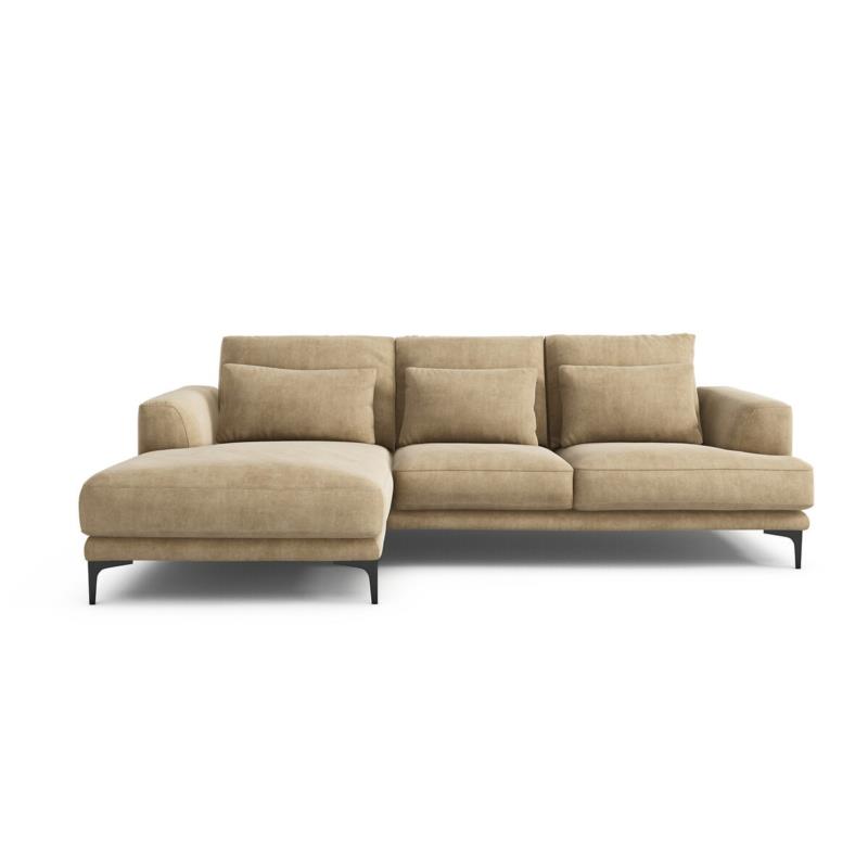 Γωνιακός καναπές από βελούδο stonewashed Μ149xΠ258xΥ83cm