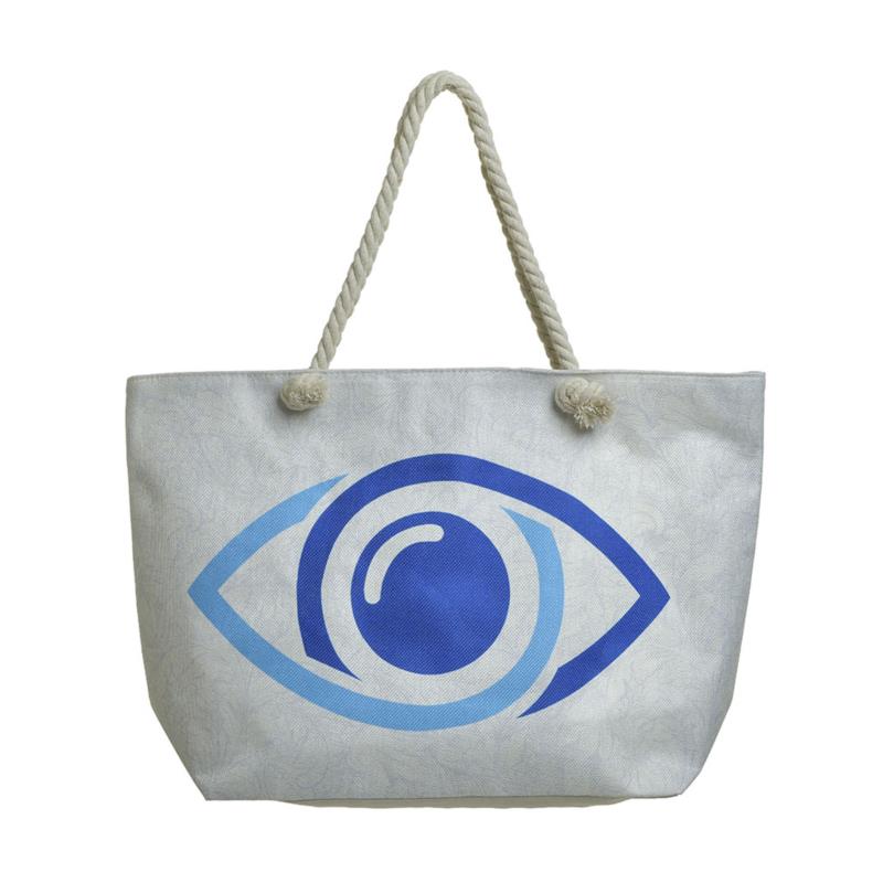 Τσάντα Θαλάσσης Υφασμάτινη Μάτι Λευκή-Μπλε ble 5-42-151-0202 (Χρώμα: Λευκό) - ble - 5-42-151-0202