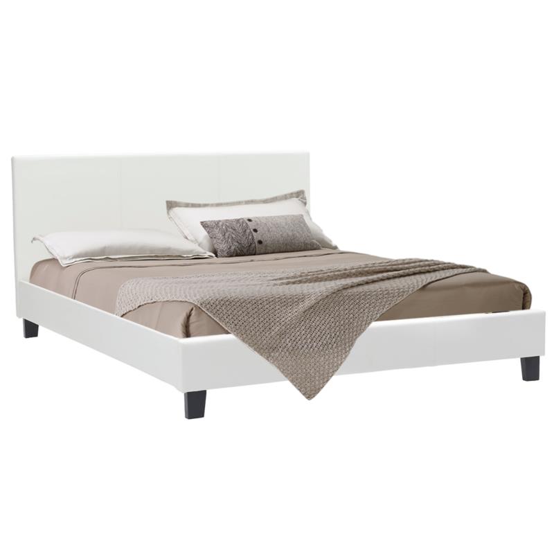 Κρεβάτι Nevil pakoworld διπλό 150x200 PU χρώμα λευκό ματ - PAKO WORLD - 006-000001
