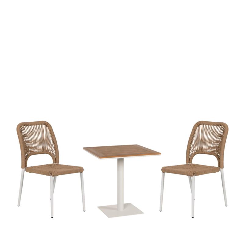 Σετ Τραπεζαρία Κήπου NAMIBIA Λευκό/Καρυδί Αλουμίνιο/Ξύλο Με 2 Καρέκλες 14990256