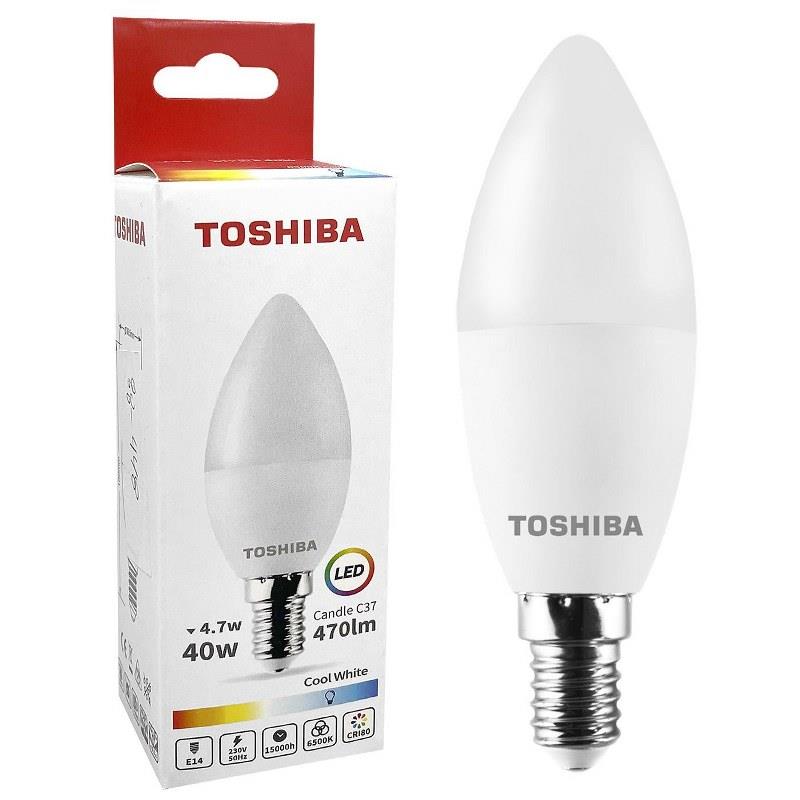 Λάμπα Led C37 4,7W E14 Ψυχρό Φως Toshiba 88-448 - TOSHIBA - 88-448