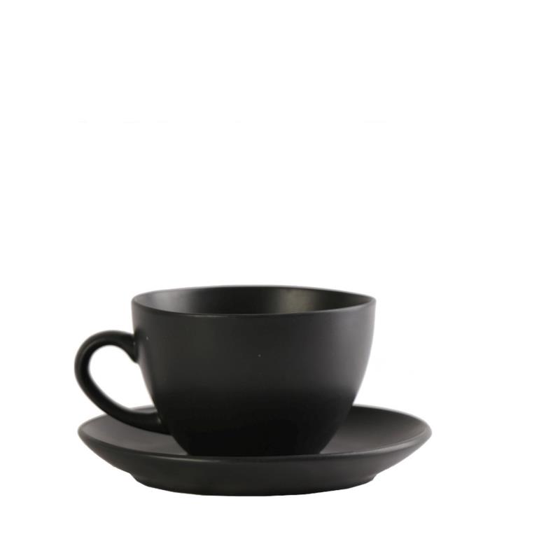 Φλυτζάνι Cappuccino Με Πιατάκι Πορσελάνης Morgan Black ESPIEL 290ml-14x14x8εκ. OW2050K6 (Σετ 6 Τεμάχια) (Υλικό: Πορσελάνη, Χρώμα: Μαύρο) - ESPIEL - OW2050K6