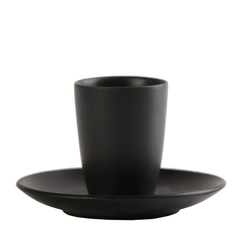 Φλυτζάνι Espresso Με Πιατάκι Πορσελάνης Morgan Black ESPIEL 80ml-12x12x7εκ. OW2053K6 (Σετ 6 Τεμάχια) (Υλικό: Πορσελάνη, Χρώμα: Μαύρο) - ESPIEL - OW2053K6