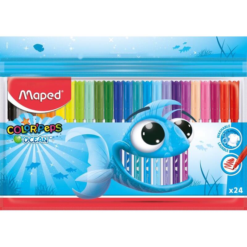 Maped Μαρκαδόροι Color'Peps Ocean-Πλαστική Θήκη 24Τμχ (845722)