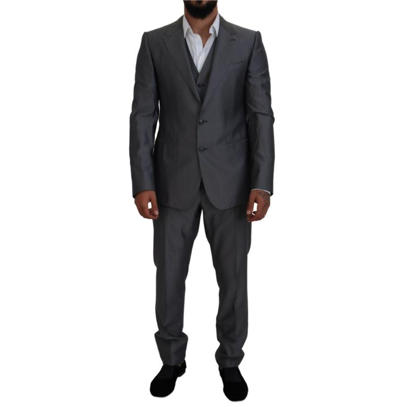 Dolce & Gabbana Gray SICILIA 3 Piece Slim Fit Suit KOS2168 IT44