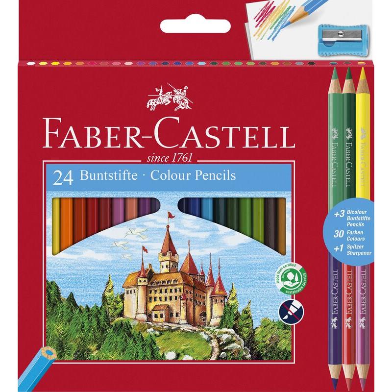 Faber Castell Ξυλομπογιές Κάστρο 24Τμχ+3Τμχ+Ξύστρα (12310815)