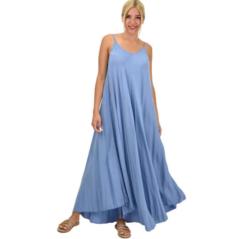 Γυναικείο Plus φόρεμα μονόχρωμο Σιέλ 21409