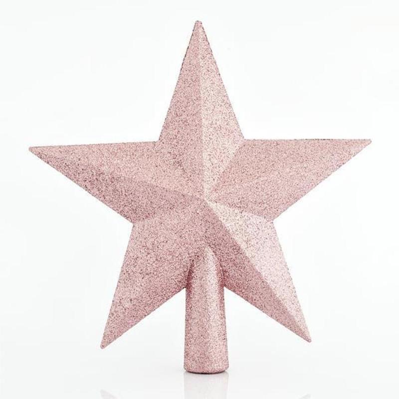 Κορυφή Δέντρου Αστέρι Με Glitter Ροζ Πλαστικό 20cm