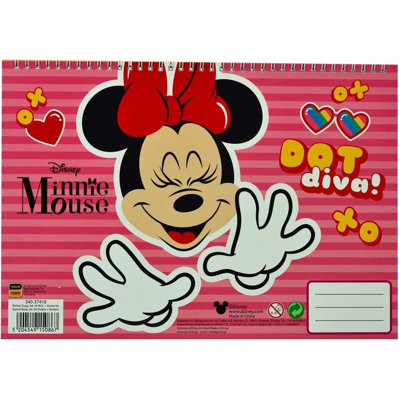 Minnie Μπλοκ Ζωγραφικής Α4+Stickers (340-37416)