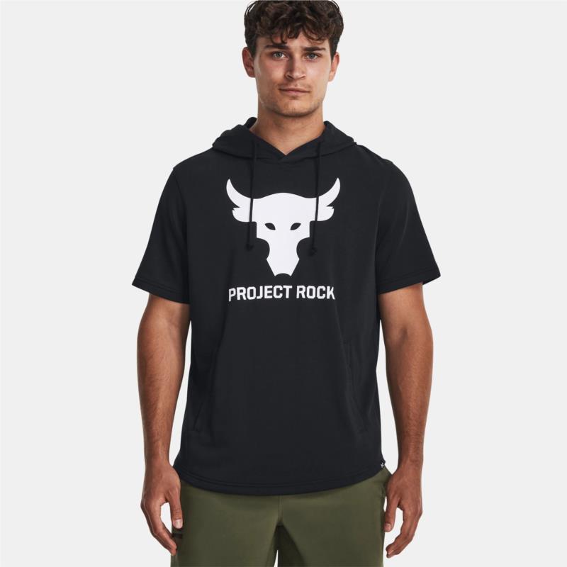 UNDER ARMOUR PROJECT ROCK 6M TERRY SHORT SLEEVE HOODIE ΜΑΥΡΟ