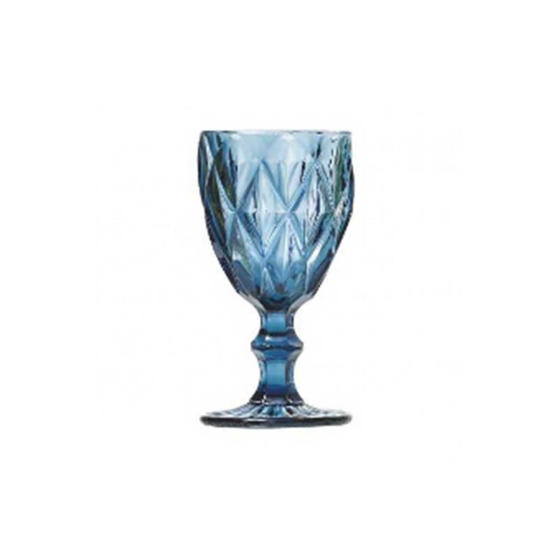 Marva ποτήρι κρασιού με πόδι σχέδιο ρόμβος 230 ml Μπλε - 5203116228725