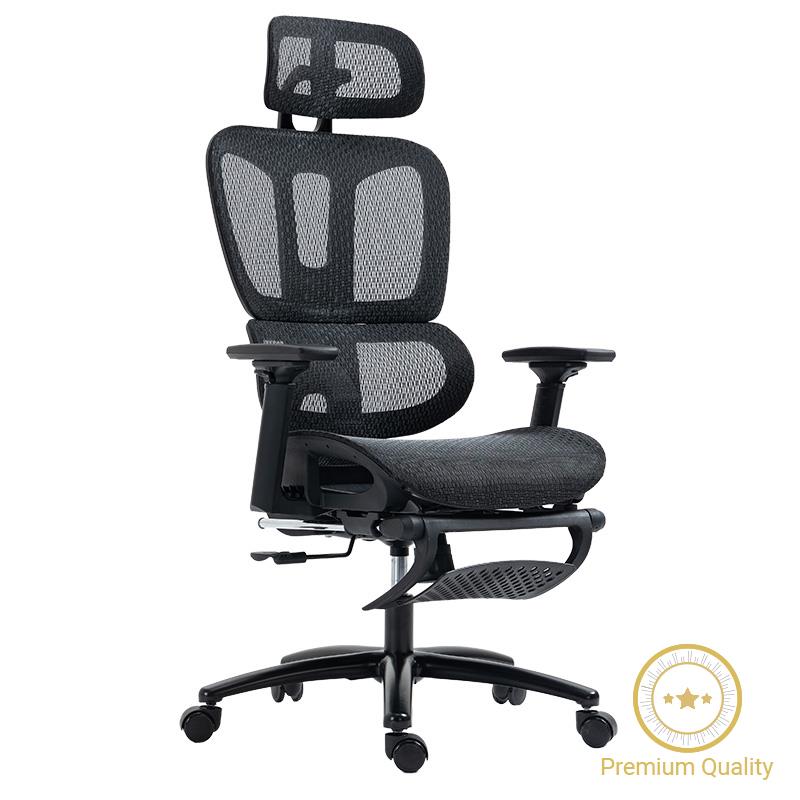 Καρέκλα γραφείου διευθυντή με υποπόδιο Verdant pakoworld Premium Quality mesh χρώμα μαύρο - PAKO WORLD - 256-000001