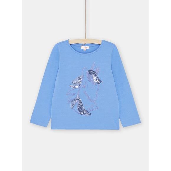 Παδική Μακρυμάνικη Μπλούζα για Κορίτσια Γαλάζιο Unicorn - ΜΠΛΕ