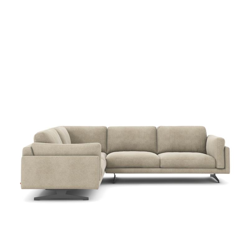 Γωνιακός καναπές από λινό βελούδο Μ227xΠ286xΥ81cm