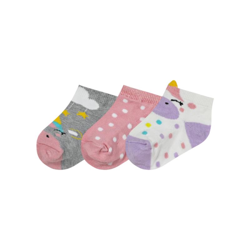 Energiers Σετ 3 ζεύγη βρεφικές κάλτσες για κορίτσι ΡΟΖ 40-0405