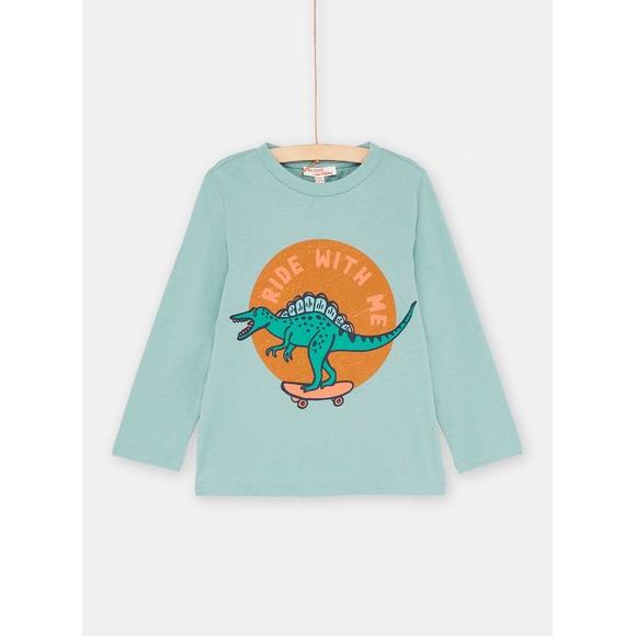 Παιδική Μακρυμάνικη Μπλούζα για Αγόρια Γαλάζιο Dinosaur - ΜΠΛΕ