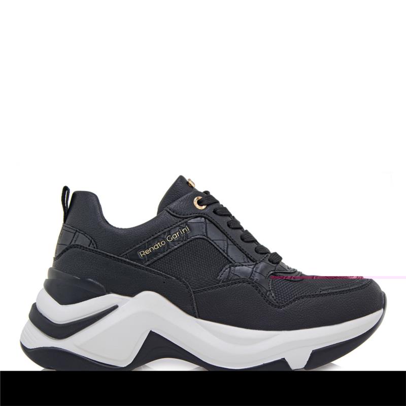 Γυναικεία Sneakers Wedges Renato Garini 106-22ex122 Μαύρο Μαύρο Κροκό R119R176312J
