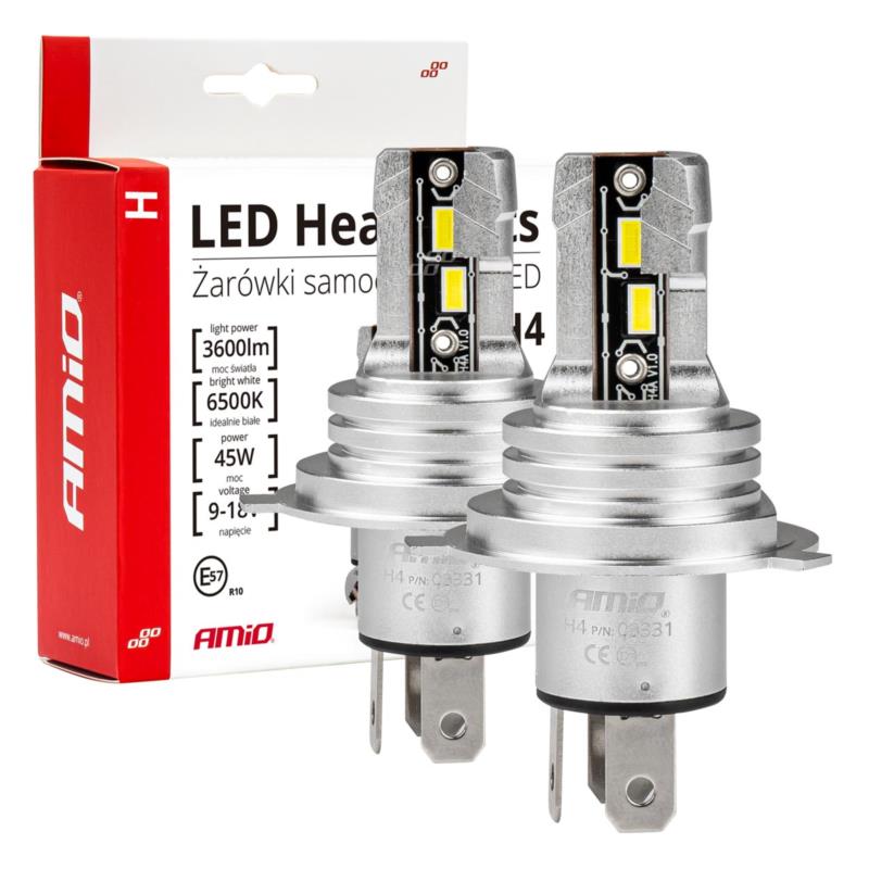 LED Headlight H4 H-mini AMiO 2τεμαχια 45W 9-18V 6500K 3600lmns