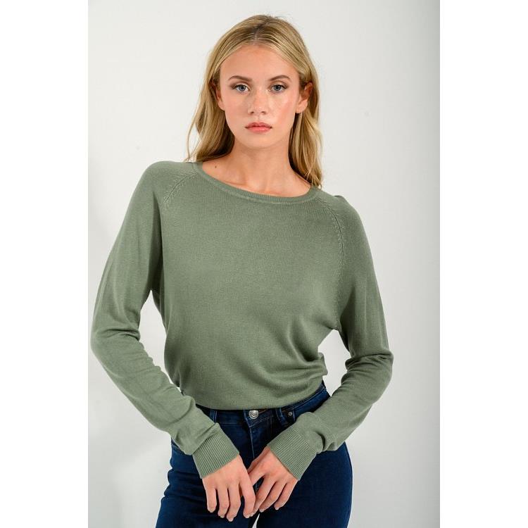 Basic πλεκτό με στρογγυλή λαιμόκοψη (LIGHT KHAKI)