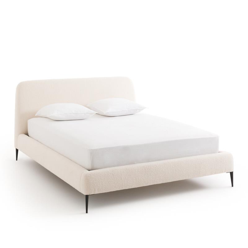 Κρεβάτι με μπουκλέ ταπετσαρία και τάβλες Μ180xΠ226xΥ106cm
