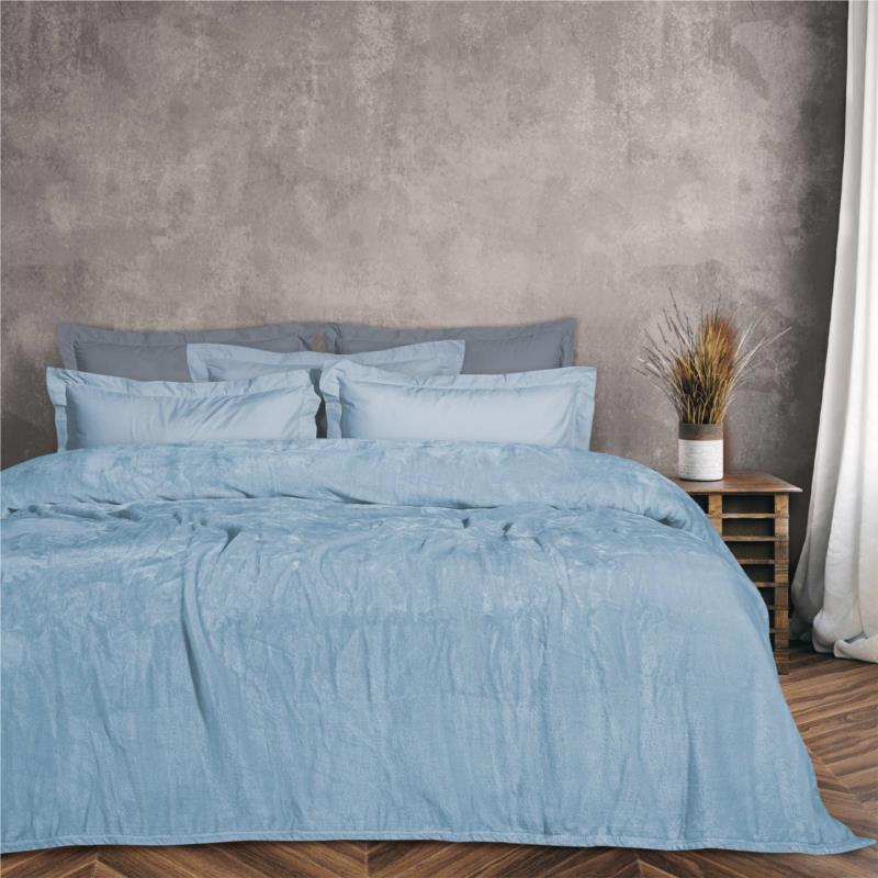 Κουβέρτα Βελουτέ Μονόχρωμη Υπέρδιπλη 220x240εκ. Blankets 1344 Γαλάζια Das Home (Ύφασμα: Polyester, Χρώμα: Γαλάζιο , Μέγεθος: Υπέρδιπλα) - Das Home - 420577721344