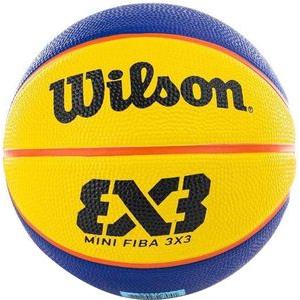 ΜΠΑΛΑ WILSON FIBA 3X3 MINI RUBBER BASKETBALL ΜΠΛΕ/ΚΙΤΡΙΝΗ (1)