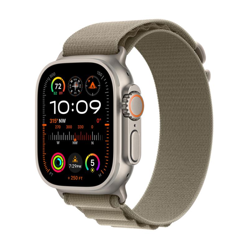 Apple Watch Ultra 2 GPS + Cellular 49mm Titanium Case with Olive Alpine Loop Small