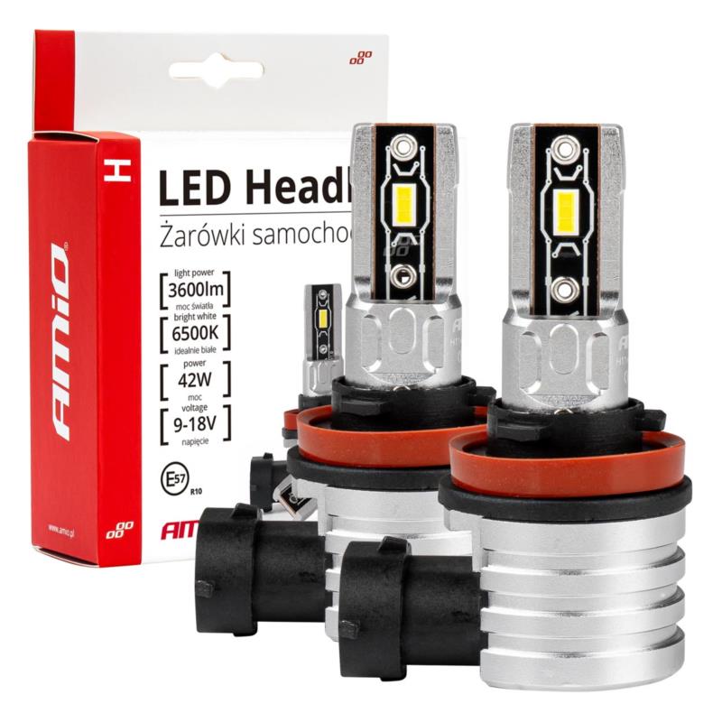 LED Headlight H8/H9/H11 Amio 2τμχ 42W 6500K 3600lm 03333