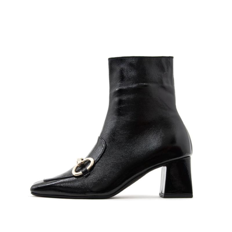 PATENT LEATHER MID HEEL ANKLE BOOTS WOMEN BACALI COLLECTION