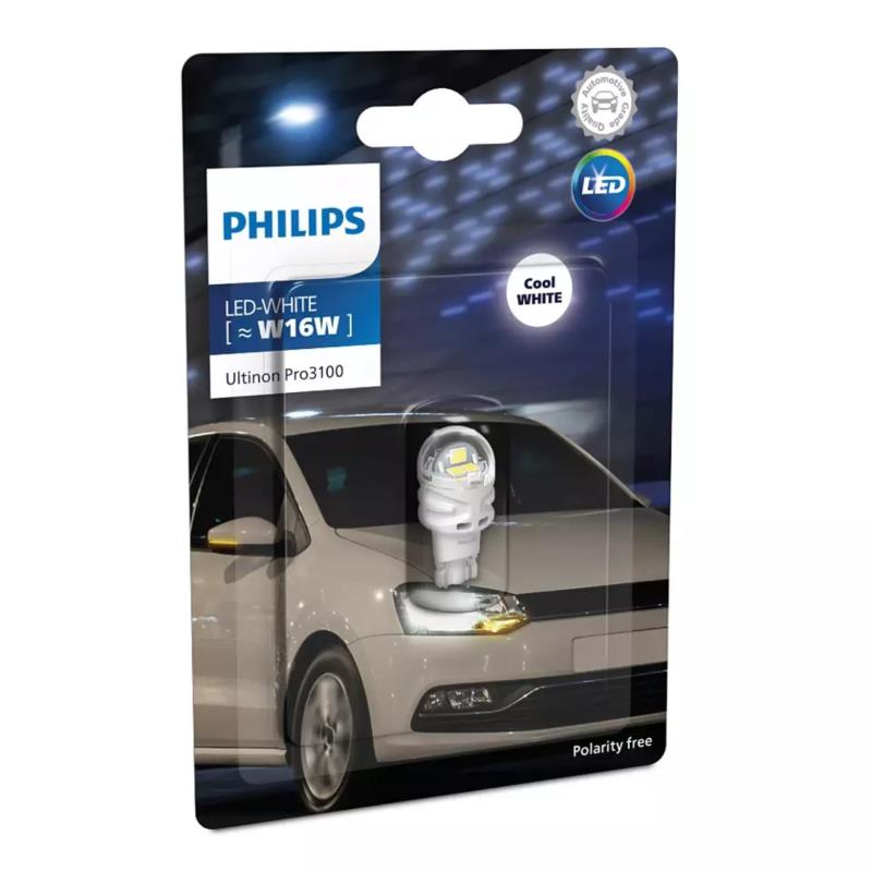 Philips Λάμπες Αυτοκινήτου & Μοτοσυκλέτας T16 W16W LED 6500K Ψυχρό Λευκό 12V 1τμχ