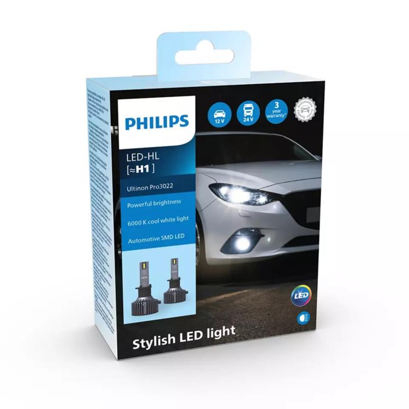 Philips Ultinon Essential Led H1 12/24V 18W 6000K 1600Lm 11258U3022X2 2τμχ