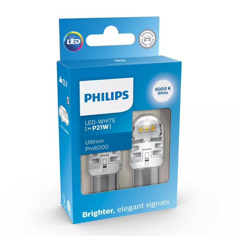Philips Λάμπες Αυτοκινήτου Ultinon Pro6000 P21W LED 6000K Ψυχρό Λευκό 12V 2τμχ