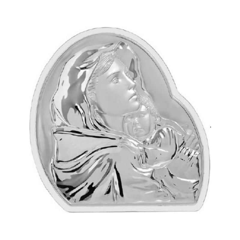 Ασημένια Εικόνα Παναγία Ferruzzi σε Μπεζ Ξύλο RMA/E906/4WH