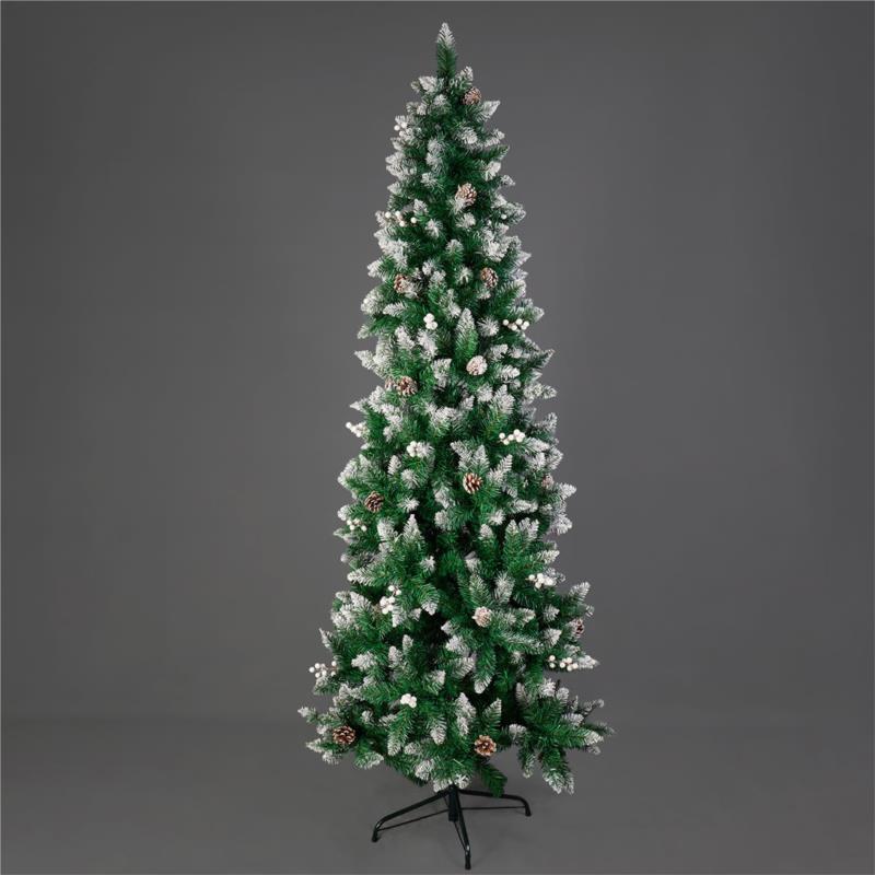 Χριστουγεννιάτικο Δέντρο Slim Χιονισμένο 210εκ./700 Κλαδιά Με Μεταλλική Βάση Eurolamp 600-30626