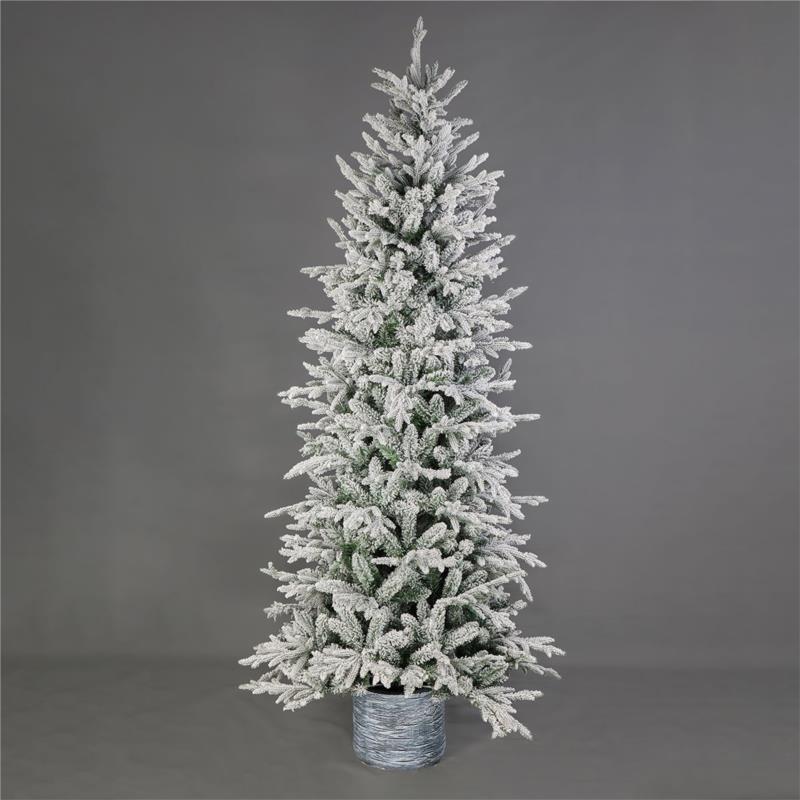 Χριστουγεννιάτικο Δέντρο Slim Χιονισμένο 180εκ./558 Κλαδιά Με Μεταλλική Βάση Eurolamp 600-30615