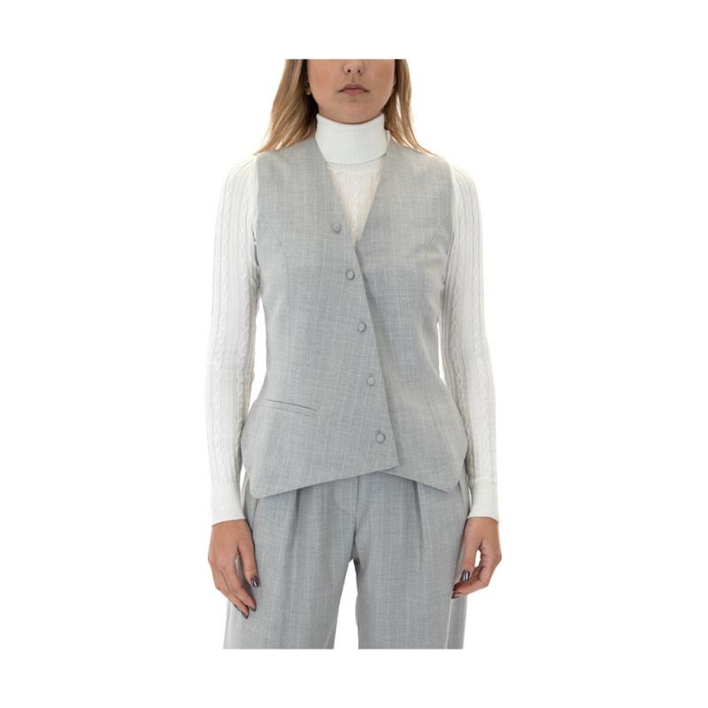 Αμάνικα/T-shirts χωρίς μανίκια Studio 83 STRIPES DIAGONAL CLOSURE VEST WOMEN