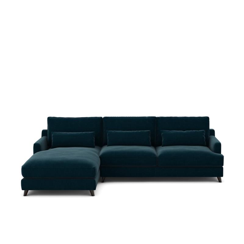 Γωνιακός καναπές από βελούδο Μ172xΠ294xΥ83cm