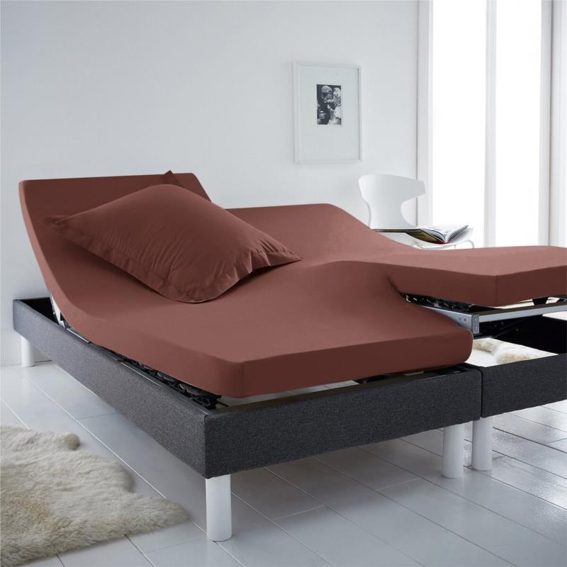 Μονόχρωμο βαμβακερό σεντόνι με λάστιχο για διαιρούμενα κρεβάτια 160x200 cm