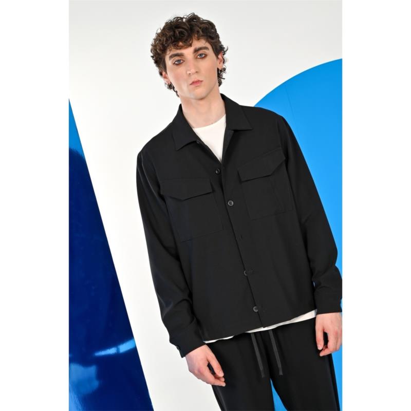 ΑΝΔΡΙΚΟ ΠΟΥΚΑΜΙΣΟ REGULAR Μ/Μ DIVERSE ΜΑΥΡΟ 23546-898-602-BLACK