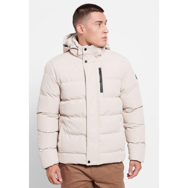 Ανδρικό puffer μπουφάν με αποσπώμενη κουκούλα