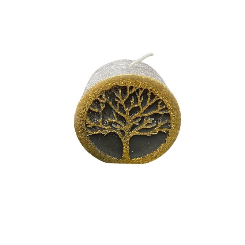 Κερί Αρωματικό Σόγιας Δέντρο Ζωής Γκρι-Χρυσό 7x4,5x7εκ. 24113 (Χρώμα: Γκρι) - 24home.gr - 24113
