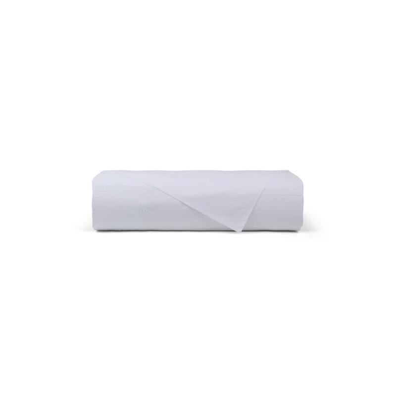 Coincasa σεντόνι υπέρδιπλο βαμβακερό μονόχρωμο με κεντημένη λεπτομέρεια 280 x 240 cm - 007246682 Λευκό