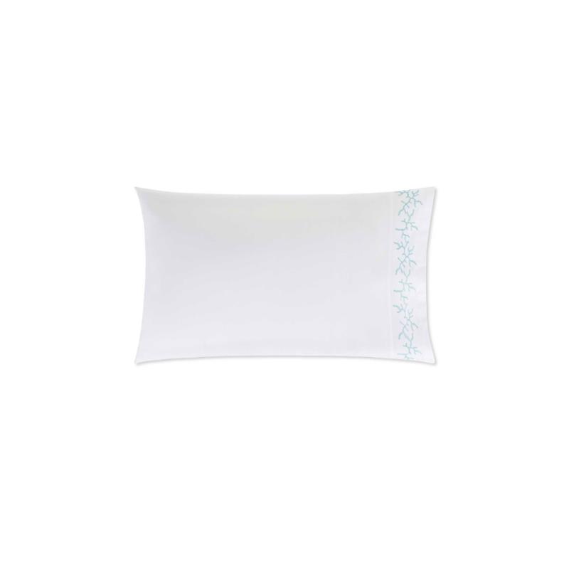 Coincasa μαξιλαροθήκη βαμβακερή μονόχρωμη με κεντημένο contrast σχέδιο 80 x 50 cm - 007357935 Λευκό