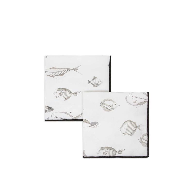 Coincasa σετ βαμβακερές πετσέτες φαγητού με graphic fish pattern 42 x 42 cm - 007358280 Λευκό