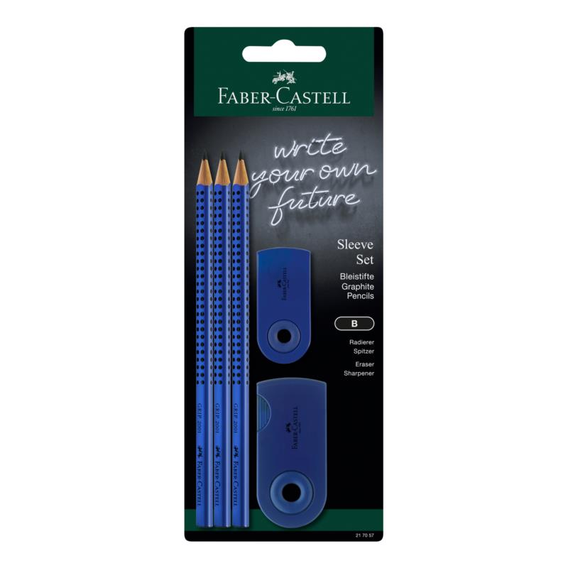 Faber-Castell Blister προσφοράς μπλε Grip-Sleeve, δώρο 2 μολύβια - 077217057/