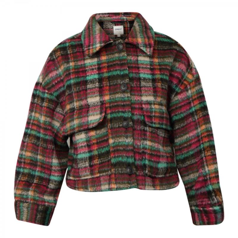 Only MAEVE CROP CHECK JACKET Πολύχρωμο